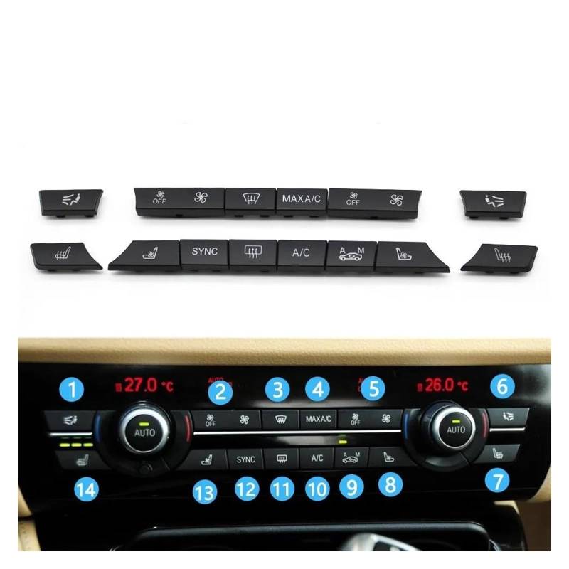 Auto Innenraum Für 5 6 7 Serie Für X5 Für X6 F10 F18 F06 F12 F01 F02 F15 F16 Dashboard Klimaanlage AC Taste Heizung Schalter Abdeckung Car Interieur(D1 9) von KIFWGIH