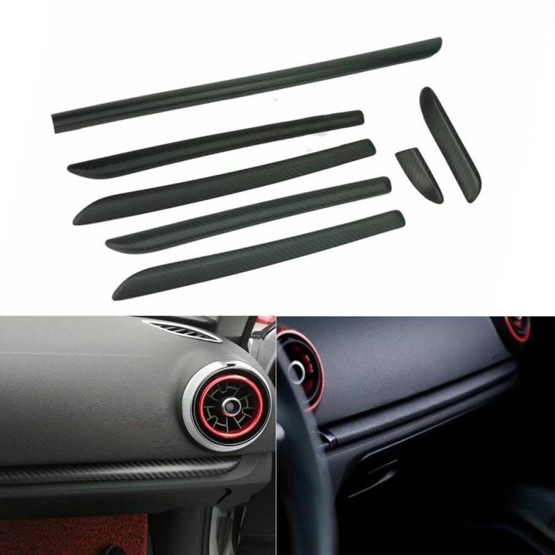 Auto Innenraum Für A3 8V S3 RS3 2014-2018 7 Stücke Real Carbon Fiber Auto Innenleisten Konsole Getriebe Shift Panel Und Seite Streifen Abdeckung Car Interieur(Matte LHD 7pcs) von KIFWGIH