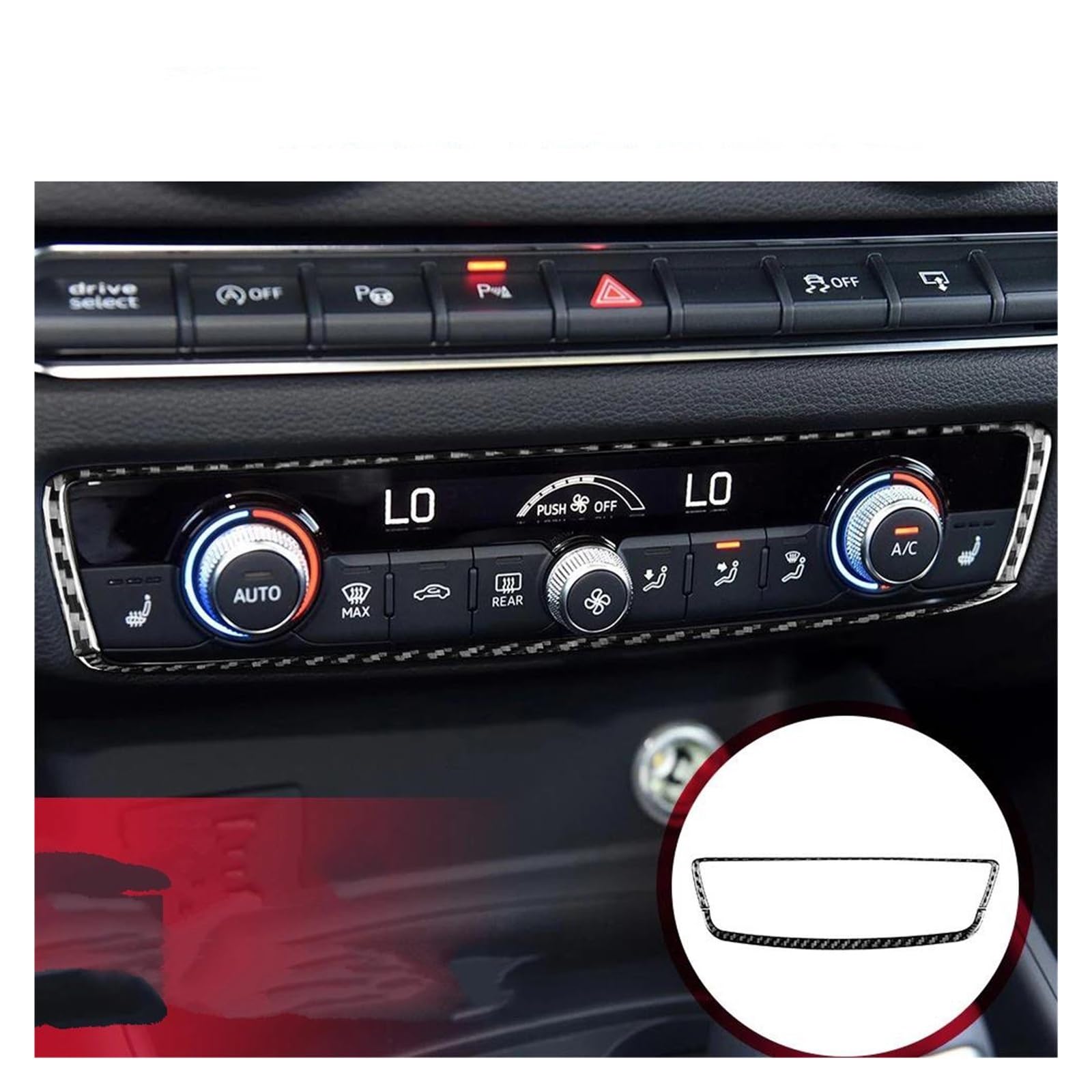 Auto Innenraum Für A3 S3 RS3 8V 2013-2019 Auto Tacho Rahmen Scheinwerfer Schalter Panel Dashboard Trim Carbon Faser Aufkleber Car Interieur(AC Button) von KIFWGIH