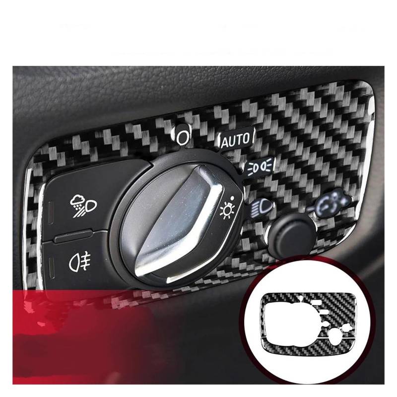 Auto Innenraum Für A3 S3 RS3 8V 2013-2019 Auto Tacho Rahmen Scheinwerfer Schalter Panel Dashboard Trim Carbon Faser Aufkleber Car Interieur(Headlight Switch) von KIFWGIH