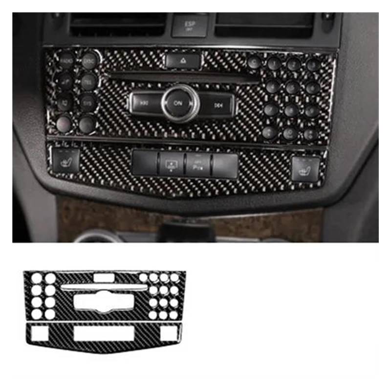 Auto Innenraum Für Benz C Klasse W204 C200 C260 C300 C180 2007-2010 Carbon Fiber Center Konsole Klimaanlage CD Panel Abdeckung Trim 2Pcs Car Interieur(Model B) von KIFWGIH