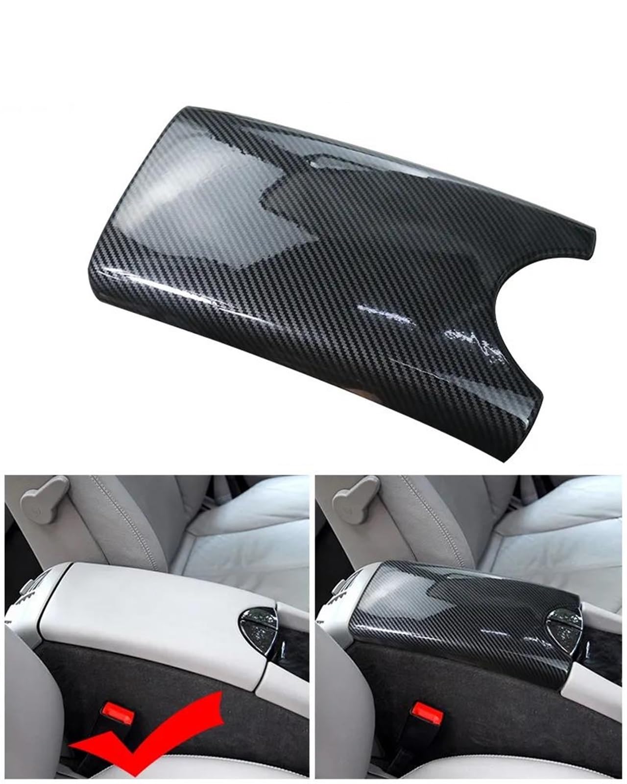 Auto Innenraum Für Benz E Klasse W211 2003-2008 Auto Aufkleber Verstauen Aufräumen Armlehne Box Panel Carbon Faser Abdeckung Innen Zubehör Car Interieur(Carbon Fiber 1) von KIFWGIH