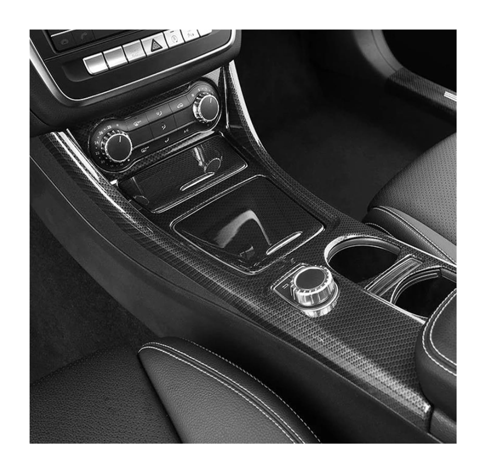 Auto Innenraum Für Benz Für GLA Für CLA EINE Klasse W176 2013-2018 LHD Carbon Faser Stil ABS Auto Mittelkonsole Wasser Tasse Halter Panel Dekoration Car Interieur(2) von KIFWGIH