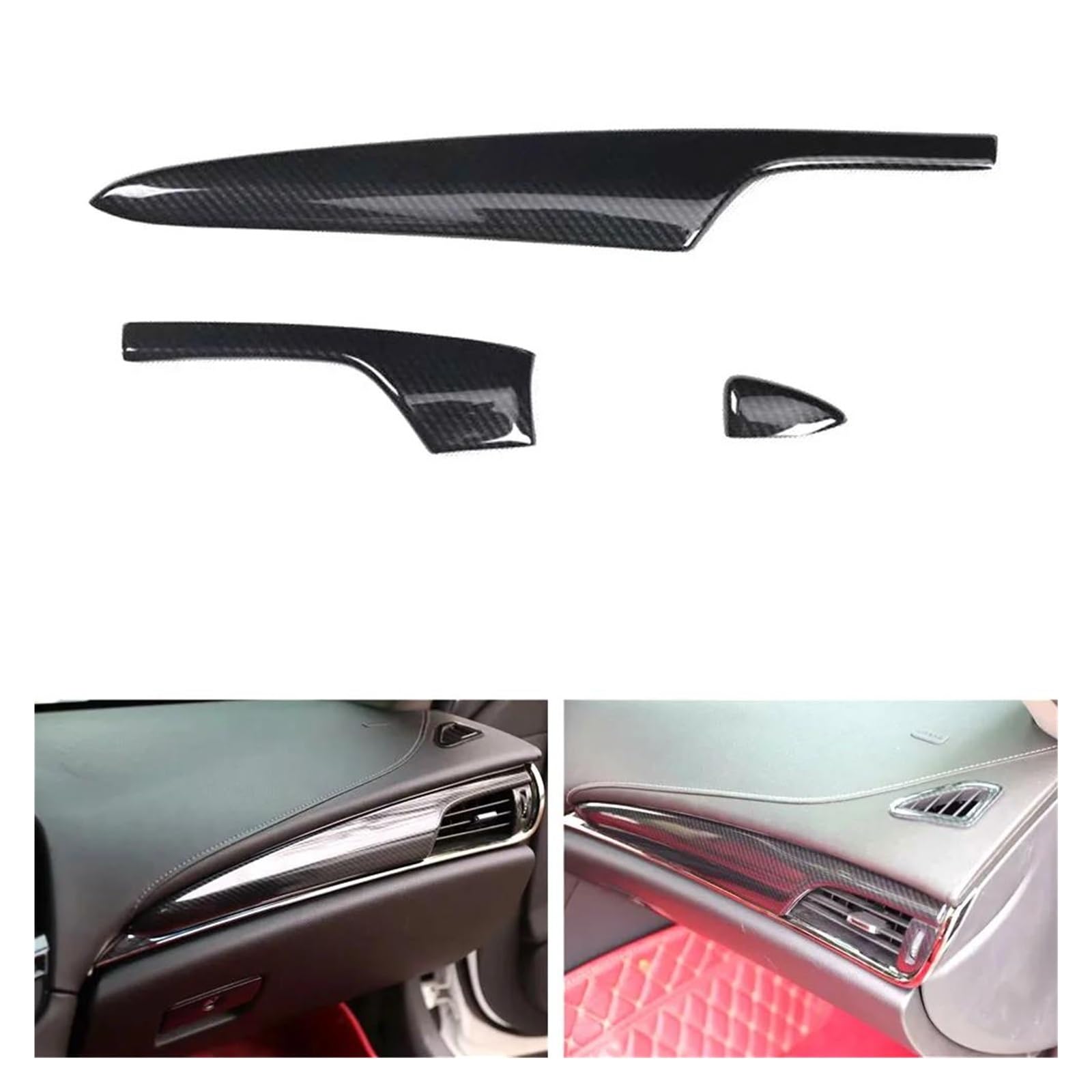 Auto Innenraum Für Cadillac Für ATSL 2014 2015 2016 2017 LHD Auto Styling 3Pcs Auto Front Dashboard Dekoration Streifen Aufkleber Car Interieur(Schwarz) von KIFWGIH