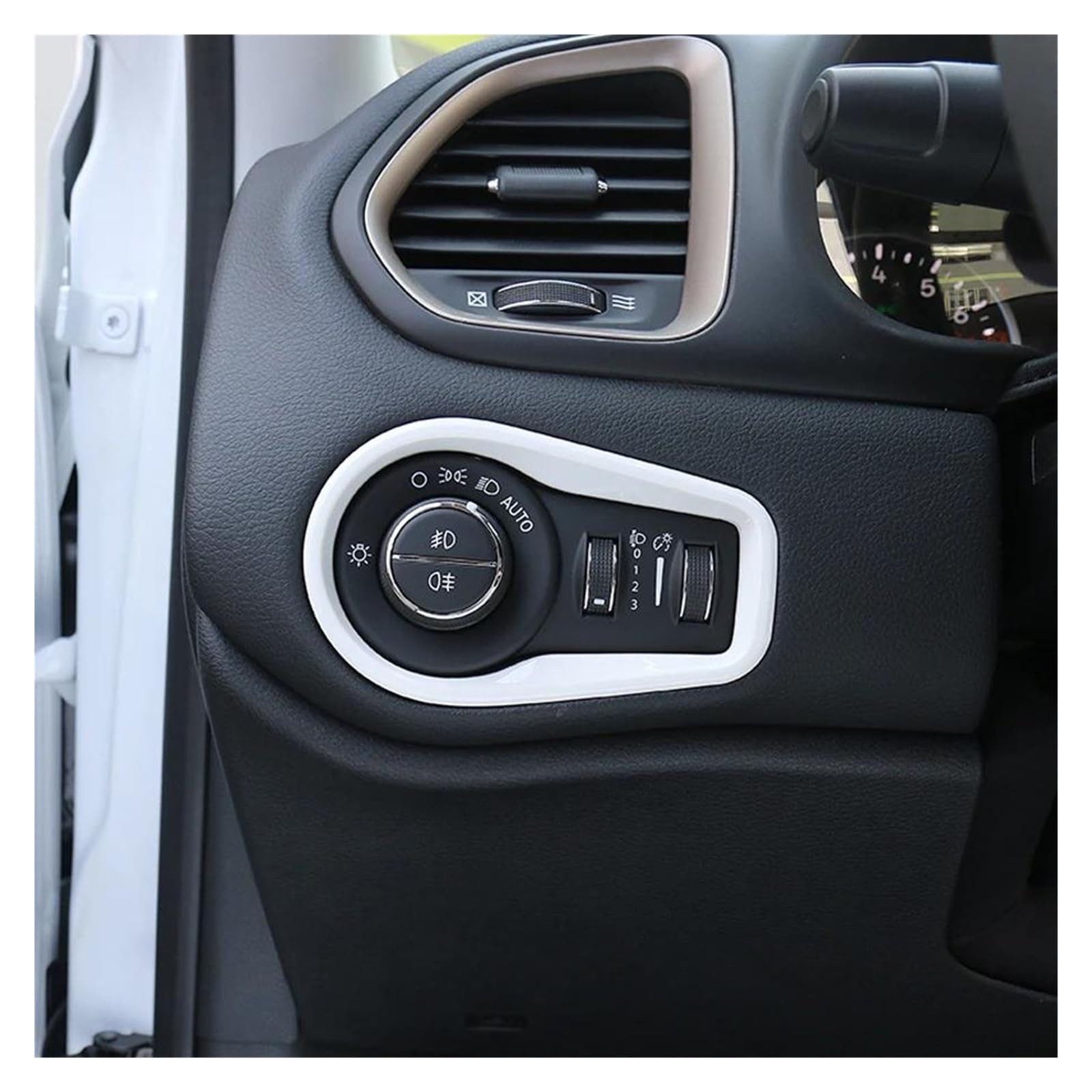 Auto Innenraum Für Jeep Für Renegade 2016-2023 Auto Innen Aufkleber 1Pcs ABS Scheinwerfer Schalter Dekoration Rahmen Car Interieur(White 4) von KIFWGIH