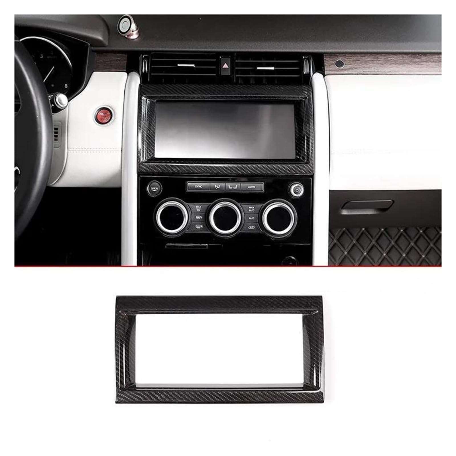 Auto Innenraum Für Land Für Rover Für Discovery 5 Für LR5 L462 2017-2020 ABS Auto Interior Center Control Navigation Dekorative Rahmen Car Interieur(Real Carbon Fiber) von KIFWGIH