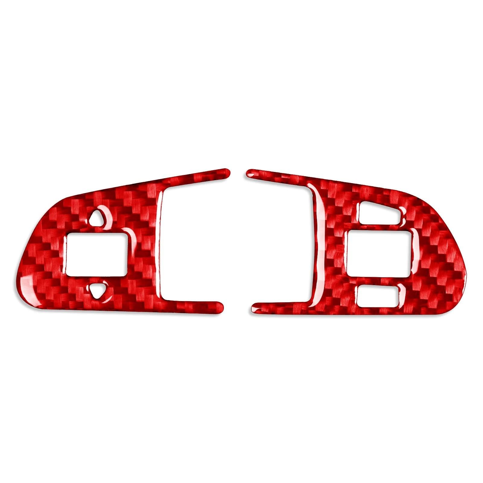 Auto Innenraum Für Q7 2007 2008 2009 2010 2011 2012 2013 2014 2015 Rot Real Carbon Fiber Lenkrad Tasten Abdeckung Auto Innen Aufkleber Car Interieur(Rot) von KIFWGIH