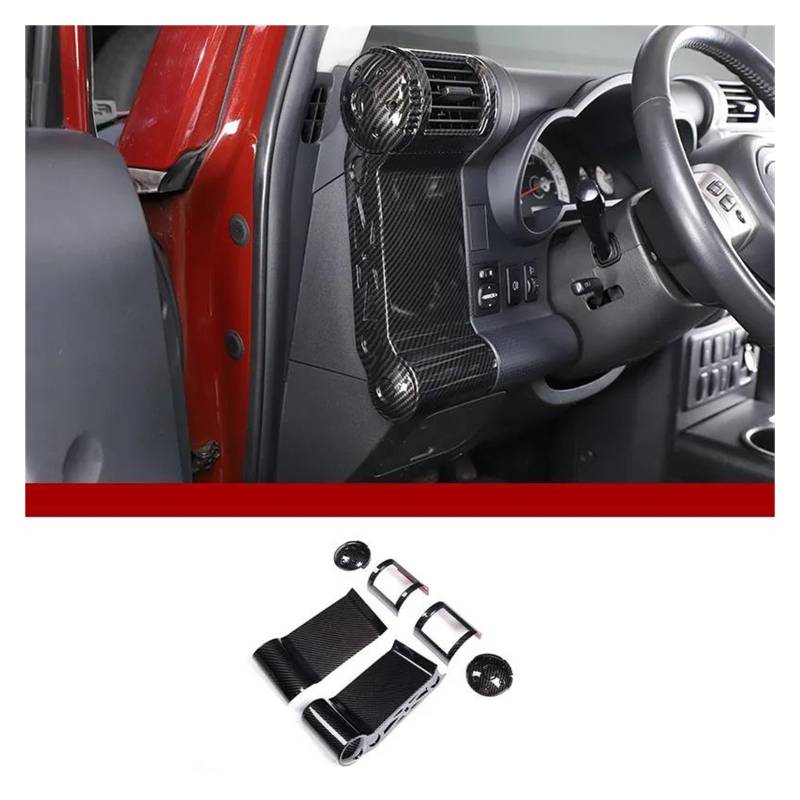 Auto Innenraum Für Toyota Für FJ Für Cruiser 2007-2021 ABS Carbon Fiber Center Control Dashboard Lenkrad Tür Dekoration Aufkleber Auto Zubehör Car Interieur(Style 17) von KIFWGIH