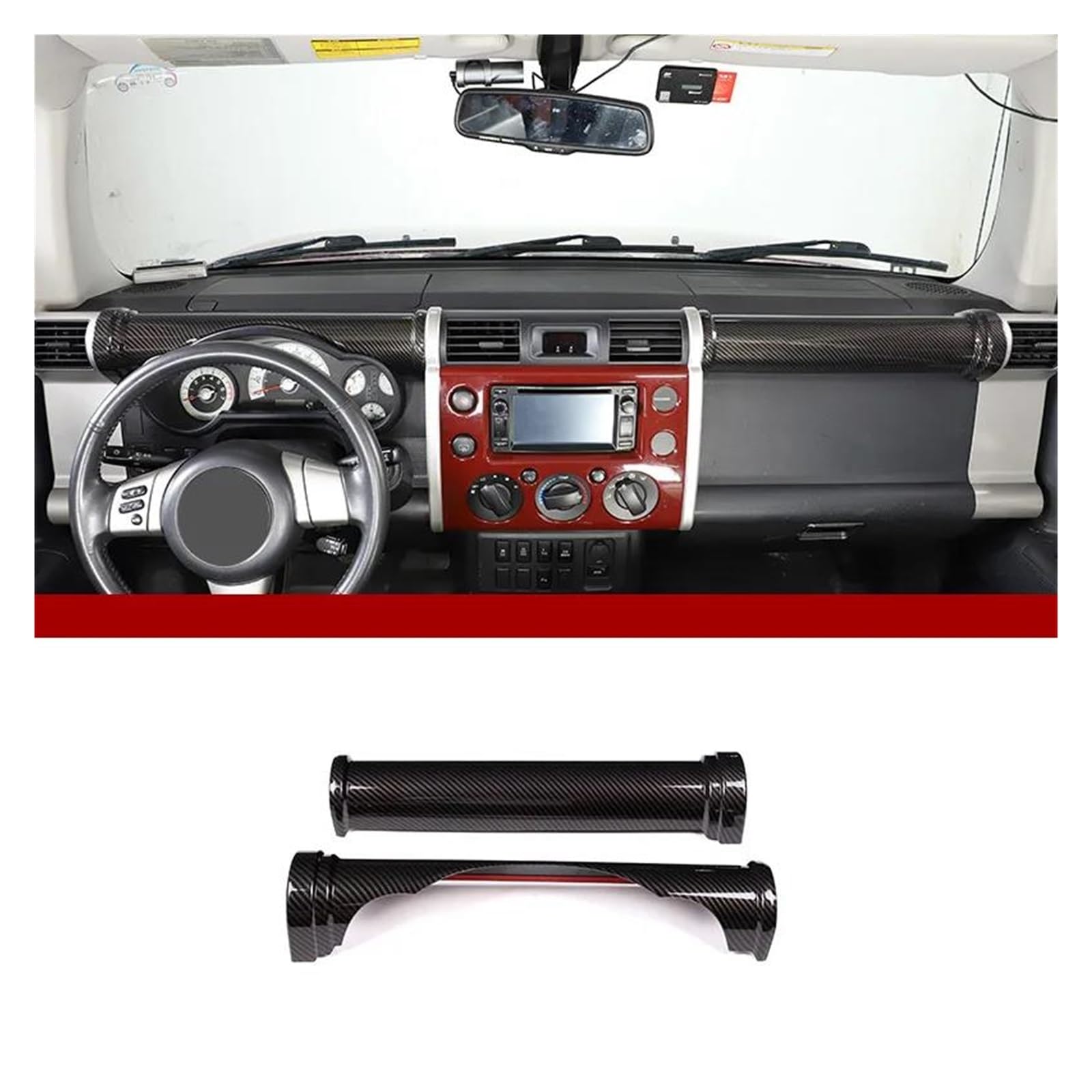 Auto Innenraum Für Toyota Für FJ Für Cruiser 2007-2021 ABS Carbon Fiber Center Control Dashboard Lenkrad Tür Dekoration Aufkleber Auto Zubehör Car Interieur(Style 19) von KIFWGIH