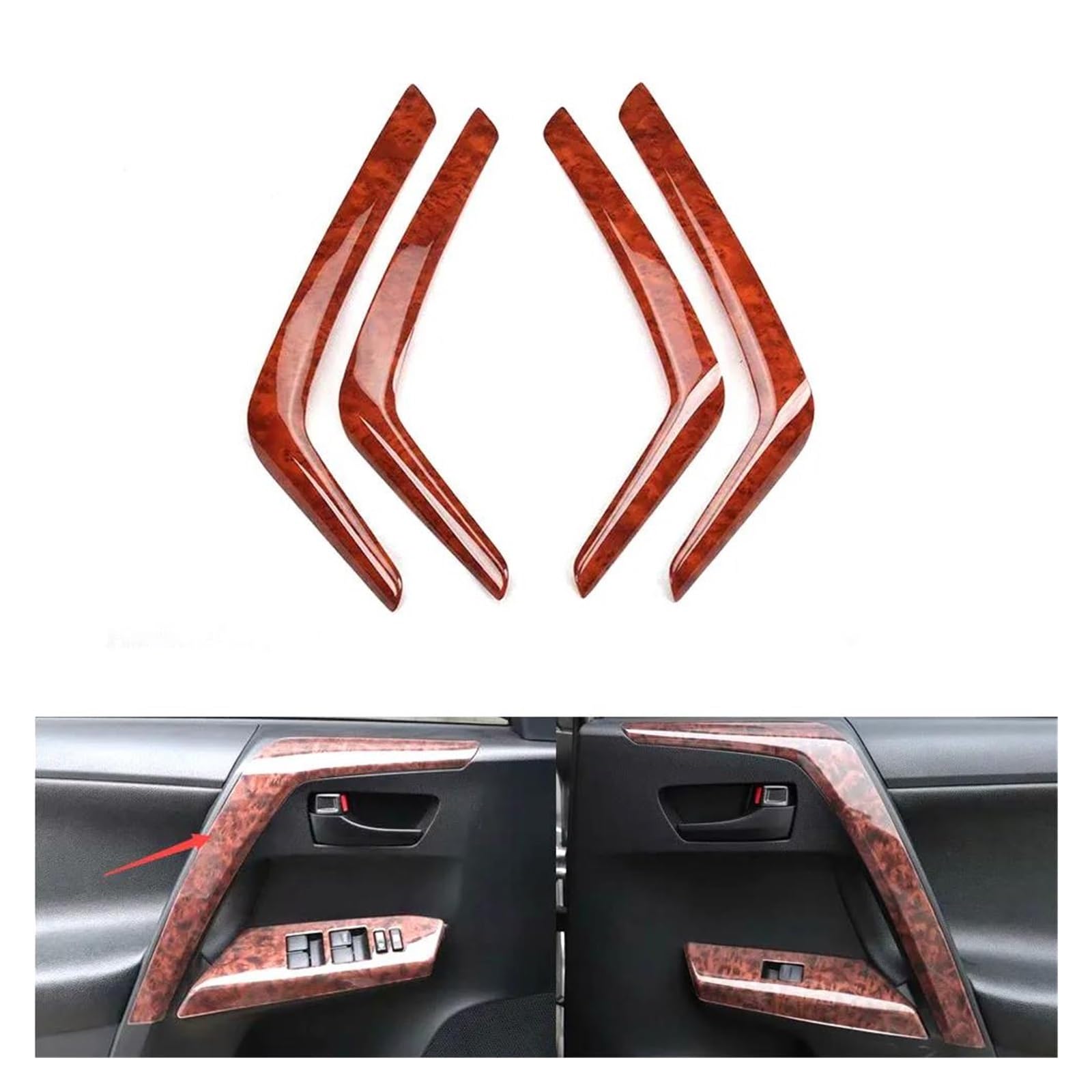 Auto Innenraum Für Toyota Für RAV4 2013-2019 Auto Formteile Zubehör 4 Stücke Auto Innentür Armlehne Dekoration Streifen Trim Styling Car Interieur(1) von KIFWGIH