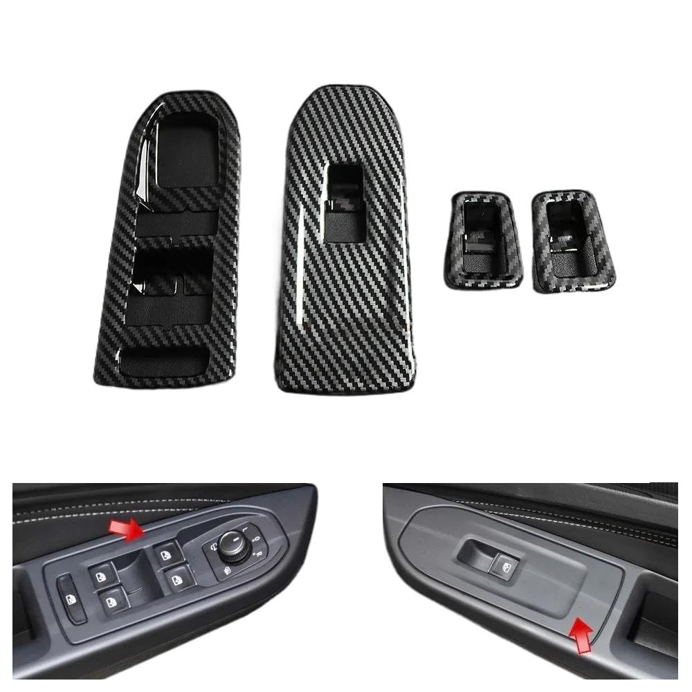 Auto Innenraum Für VW Für Golf 8 Für GTI R Für GTE Für GTD Für MK8 2020-2021Carbon Look Auto Seite Tür Armlehne Fensterheber Schalter Taste Abdeckung Trim Car Interieur von KIFWGIH