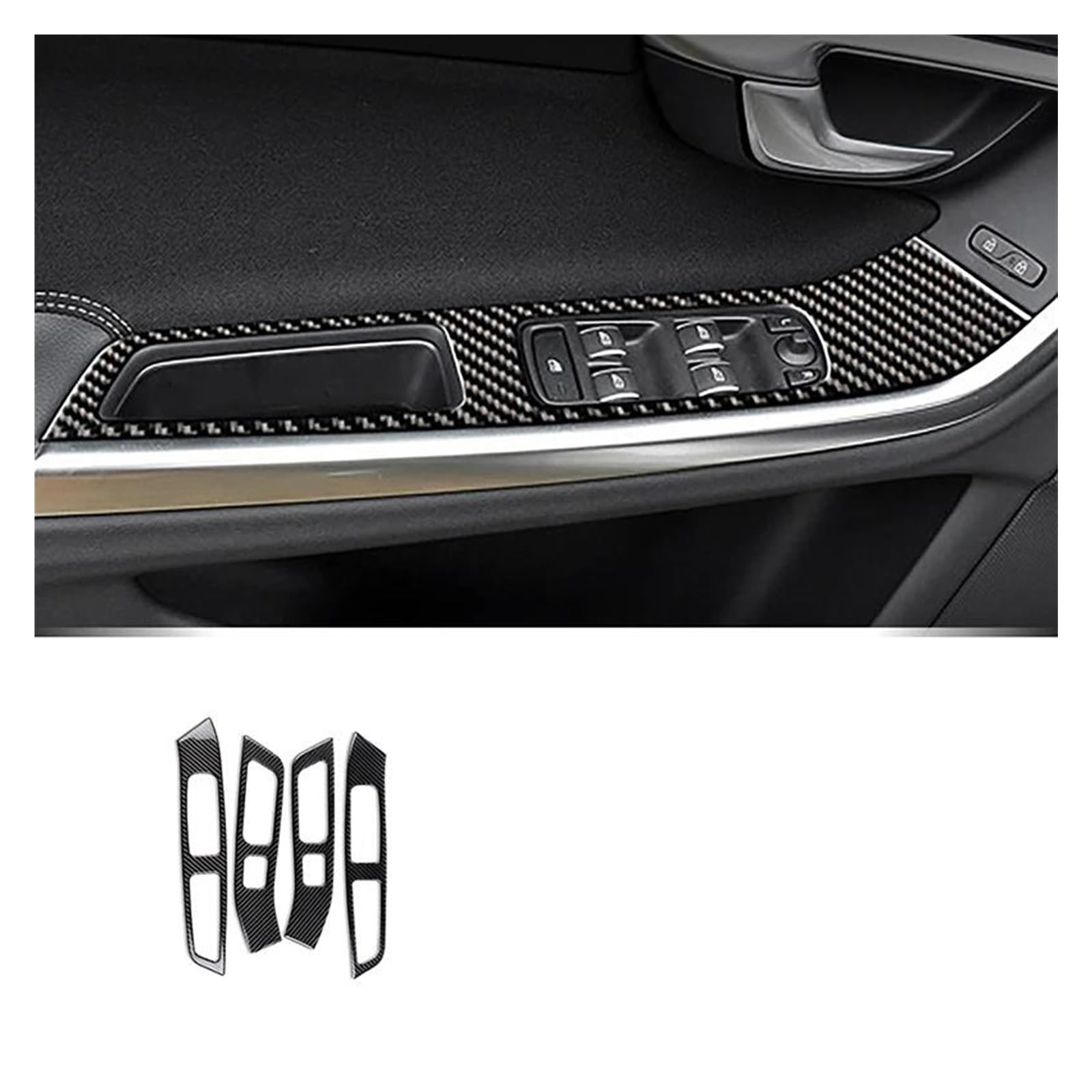 Auto Innenraum Für Volvo Für S60 Für V60 2010-2018 LHD Auto Schalthebel Rahmen Borte Tür Armlehne Panel Fenster Schalter Tasten Abdeckung Carbon Faser Aufkleber Car Interieur(Door Armrest 4pcs) von KIFWGIH