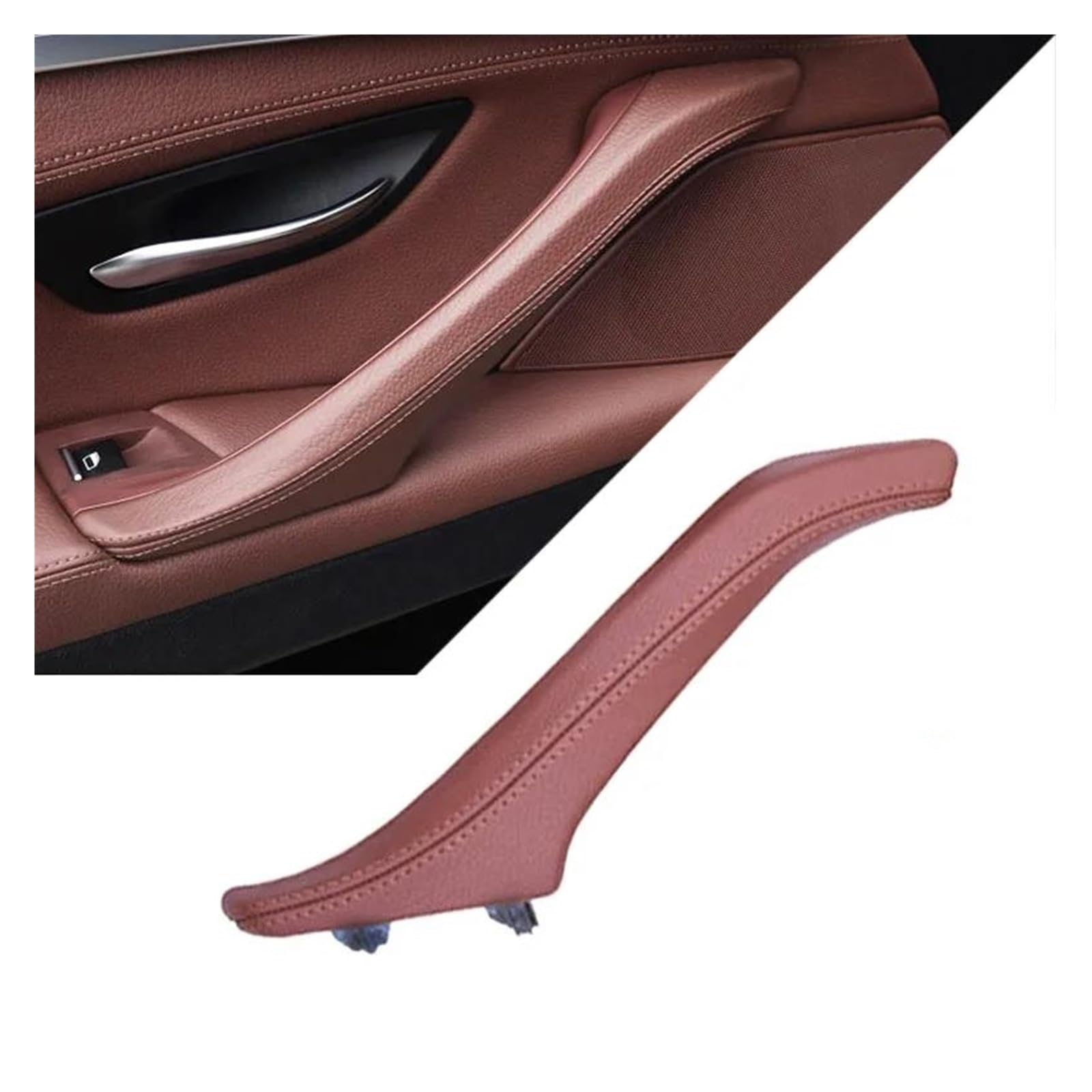 Auto Innenraum Innentürgriff Aus Leder Für Beifahrertür Für 5er F10 F11 F18 520i 523i 525i 528i 535i 2010–2017 LHD RHD Car Interieur(Brown Left) von KIFWGIH