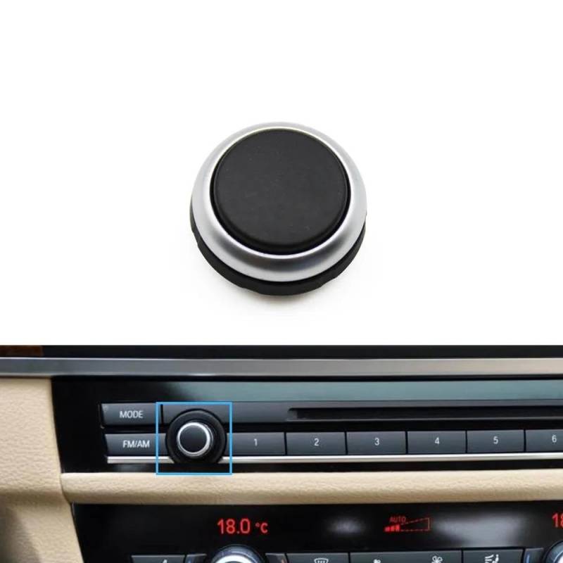 Auto Innenraum Silber Schwarz Konsole Armaturenbrett Klimaanlage AC Control Schalter Taste Abdeckung Für 5 6 7 Serie F10 F18 F06 F12 F01 F02 2009-2019 Car Interieur(Audio Rotary) von KIFWGIH