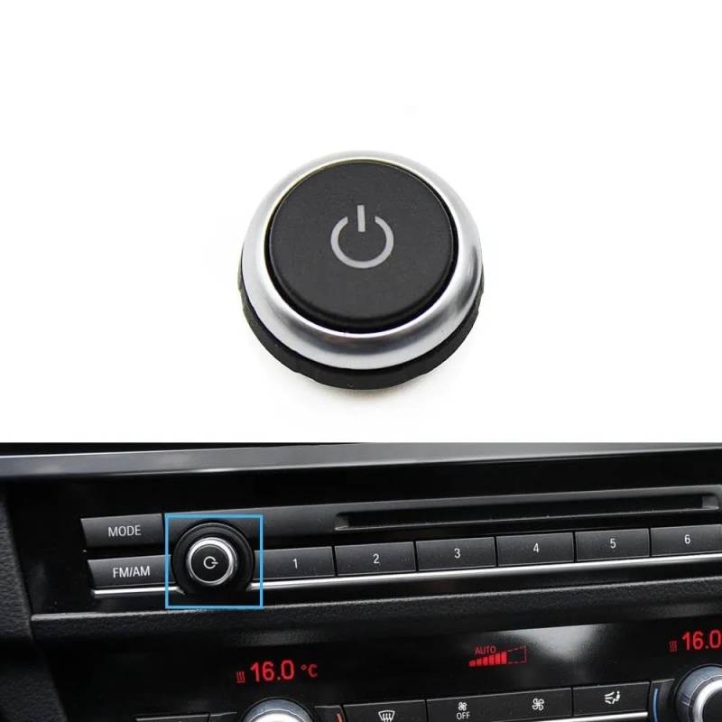 Auto Innenraum Silber Schwarz Konsole Armaturenbrett Klimaanlage AC Control Schalter Taste Abdeckung Für 5 6 7 Serie F10 F18 F06 F12 F01 F02 2009-2019 Car Interieur(Audio Symbol Rotary) von KIFWGIH