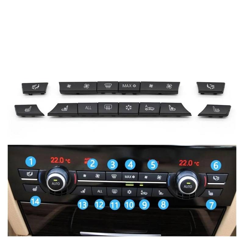 Auto Innenraum Silber Schwarz Konsole Armaturenbrett Klimaanlage AC Control Schalter Taste Abdeckung Für 5 6 7 Serie F10 F18 F06 F12 F01 F02 2009-2019 Car Interieur(Black Model D) von KIFWGIH