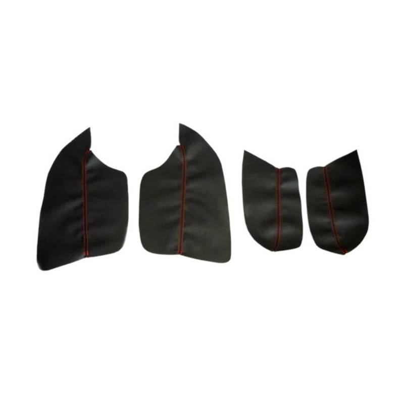 Auto Zubehör Innenraum 4PCS Für Mitsubishi Für ASX 2013 2014 2015 2016 Auto Styling Innen Mikrofaser Leder Tür Panel Armlehne Abdeckung Aufkleber Trim Interieur Dekor(4X Black with red) von KIFWGIH