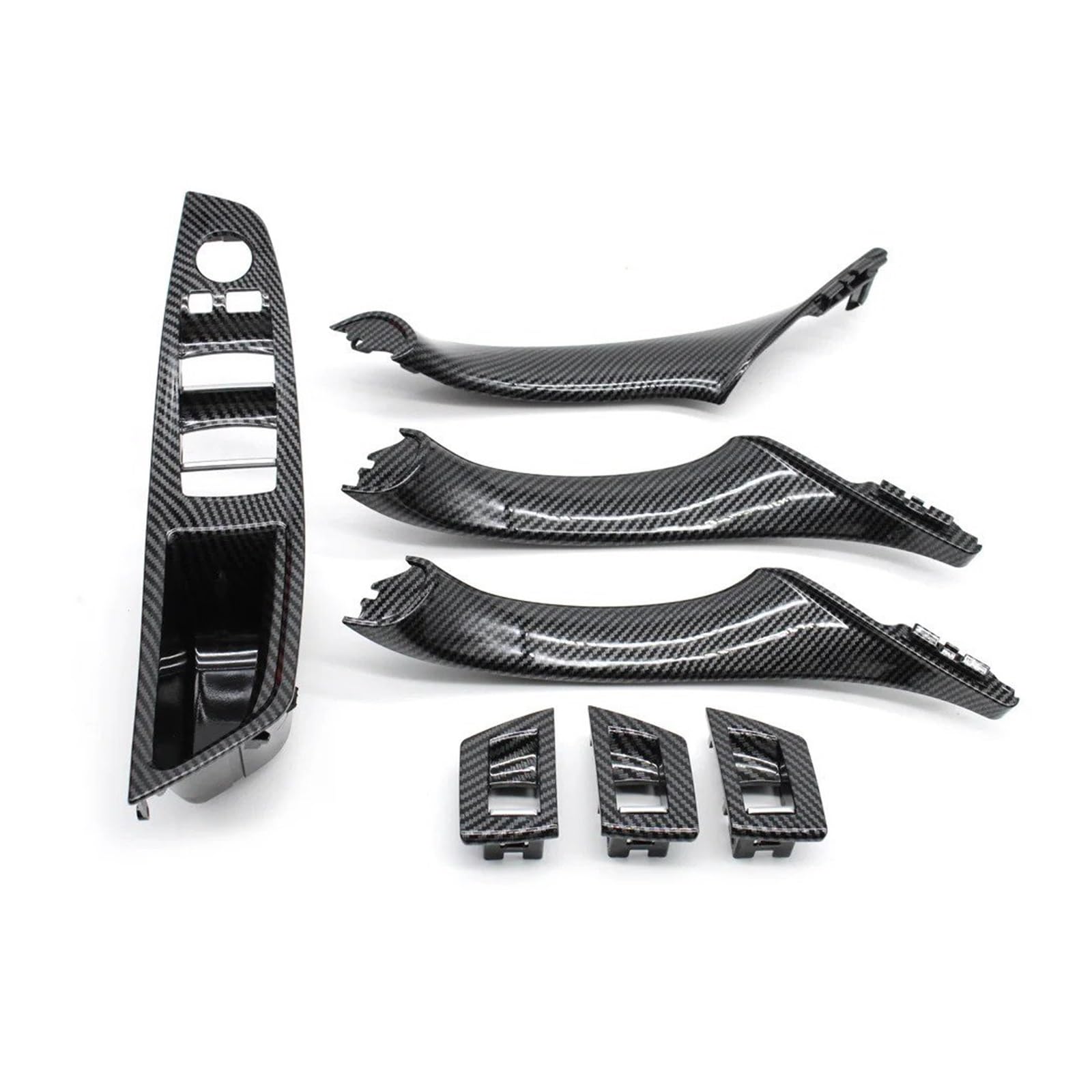 Auto Zubehör Innenraum 7PCS Set Für 5 Series F10 F11 520i 523i 525i 528i 530i 535i 2010-2017 LHD RHD Carbon Faser Auto Innen Tür Griff Ziehen Interieur Dekor(LHD Inner Handle Set) von KIFWGIH