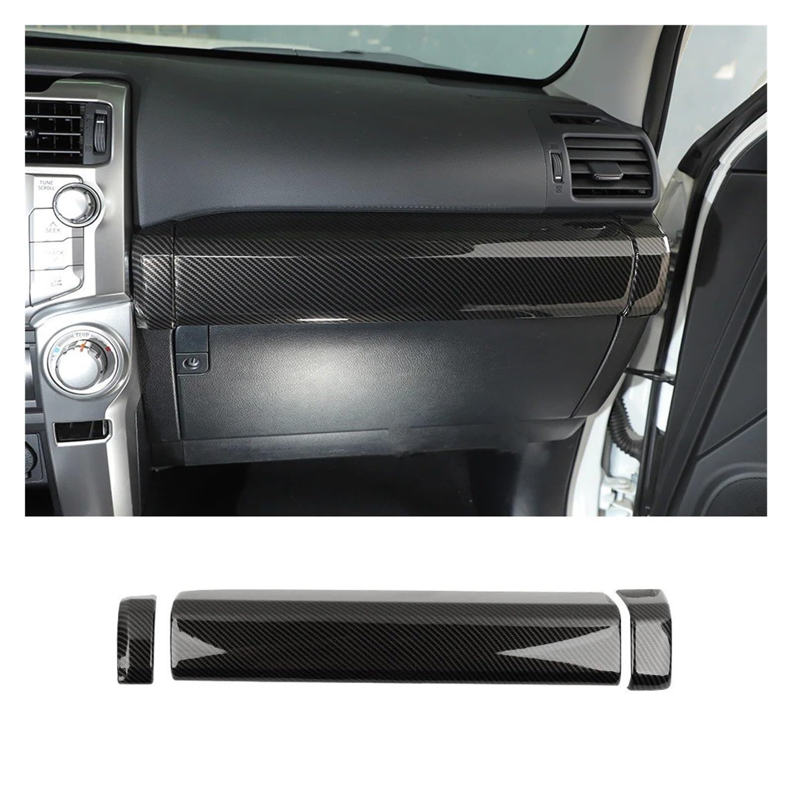 Auto Zubehör Innenraum Für 4Runner 2010 + Dashboard Panel Passagier Sitz Innen Zubehör Auto Co-Pilot Griff Armlehne Dekoration Abdeckung Trim Interieur Dekor(Carbon Fiber 3 pcs) von KIFWGIH