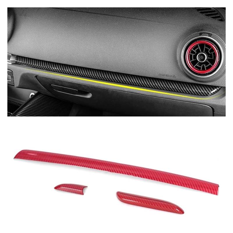 Auto Zubehör Innenraum Für A3 S3 RS3 8V 2014 2015 2016 2017 2018 Innenleisten Abdeckung Borte Auto LHD Center Konsole Tür Panel Carbon Faser Trim ABS Interieur Dekor(3pcs Central Control A) von KIFWGIH