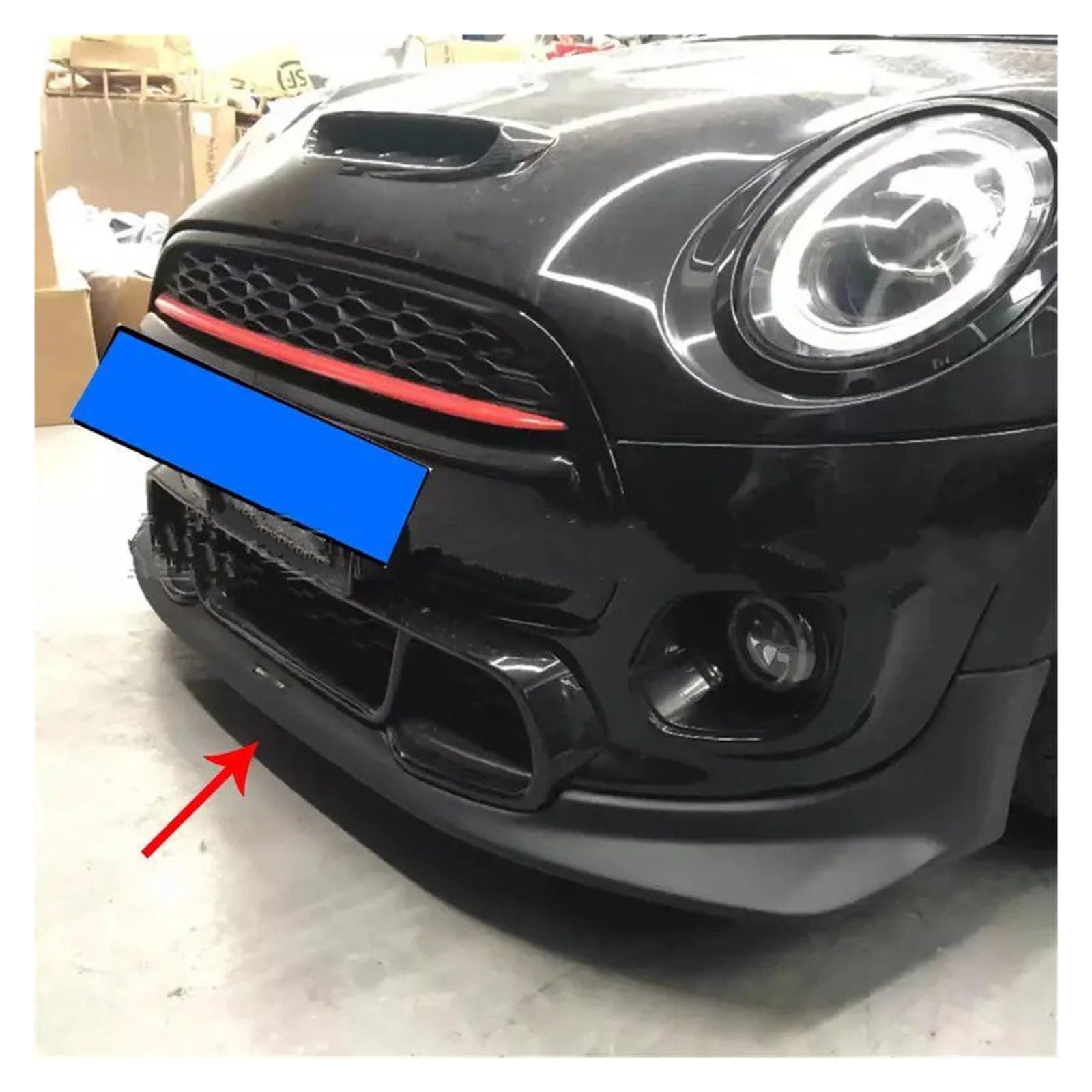 Für F56 Für Mini Für Cooper S 2PCS Auto Body Kit Spoiler Ente Lip Schutz Abdeckung Carbon Front Stoßstange Lip Splitter (Nur Für JCW Vorne) Auto-Frontspoiler Front Spoiler Lippe(2PCS Glossy Black) von KIFWGIH