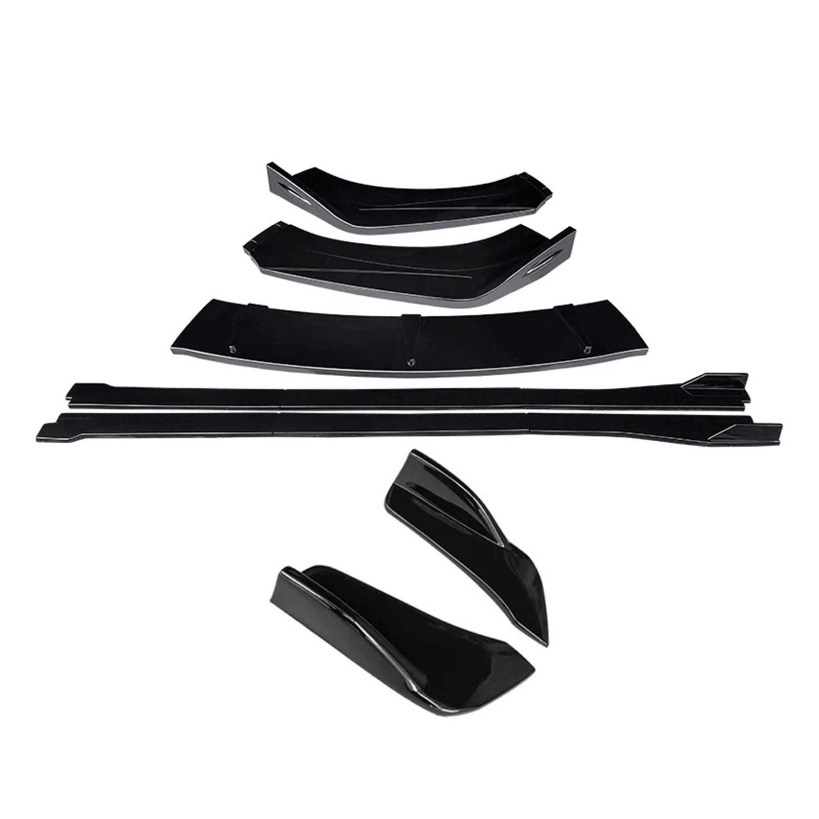 Für Volvo V40 2013-16 17 18 2019 Auto Body Kit Front Stoßstange Splitter Lip Spoiler Seitenschweller Erweiterungen Hinten Wrap Winkel Shark Fins ABS Auto-Frontspoiler Front Spoiler Lippe(Gloss Black) von KIFWGIH