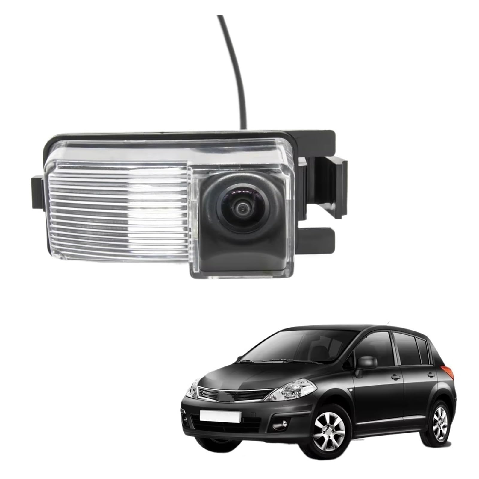 Nachtsicht Rückfahrkamera Für NISSAN Für Tiida Für Versa Für Latio Fließheck C11 2004-2012 Auto Backup Parkplatz Zubehör HD 1280*720 Fisheye Rückansicht Kamera Rückfahrkamera Kabellos(Cam 4.3 LCD Wire von KIFWGIH