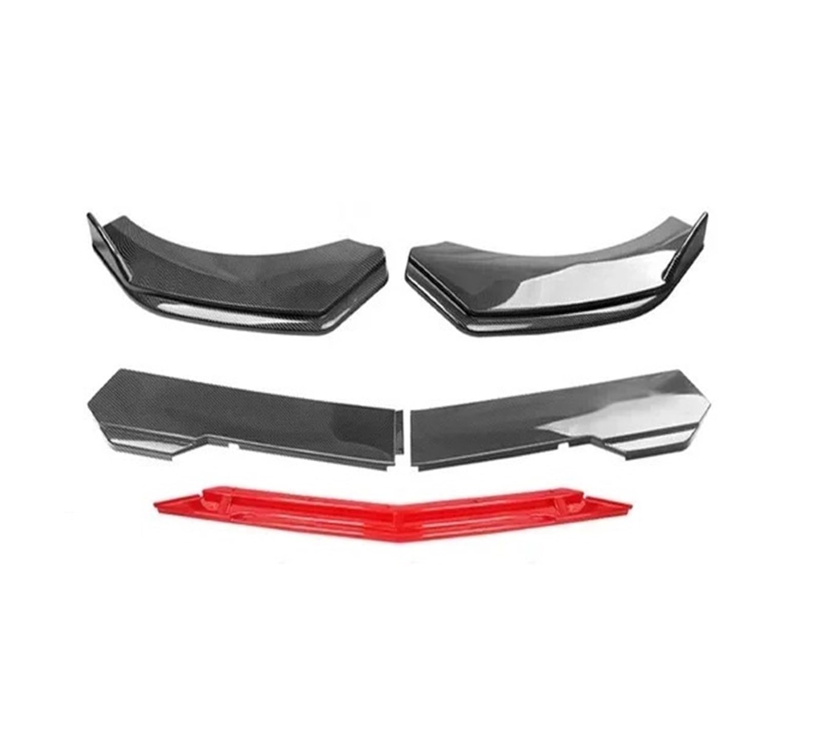 Universal Für Die Meisten Autos Scharf Glänzend Schwarz Rot Zunge Frontstoßstange Lippe Kinnspoiler Splitter Diffusor Body Kit Trim Air Dam Protector Auto-Frontspoiler Front Spoiler Lippe(A-Carbon Bla von KIFWGIH