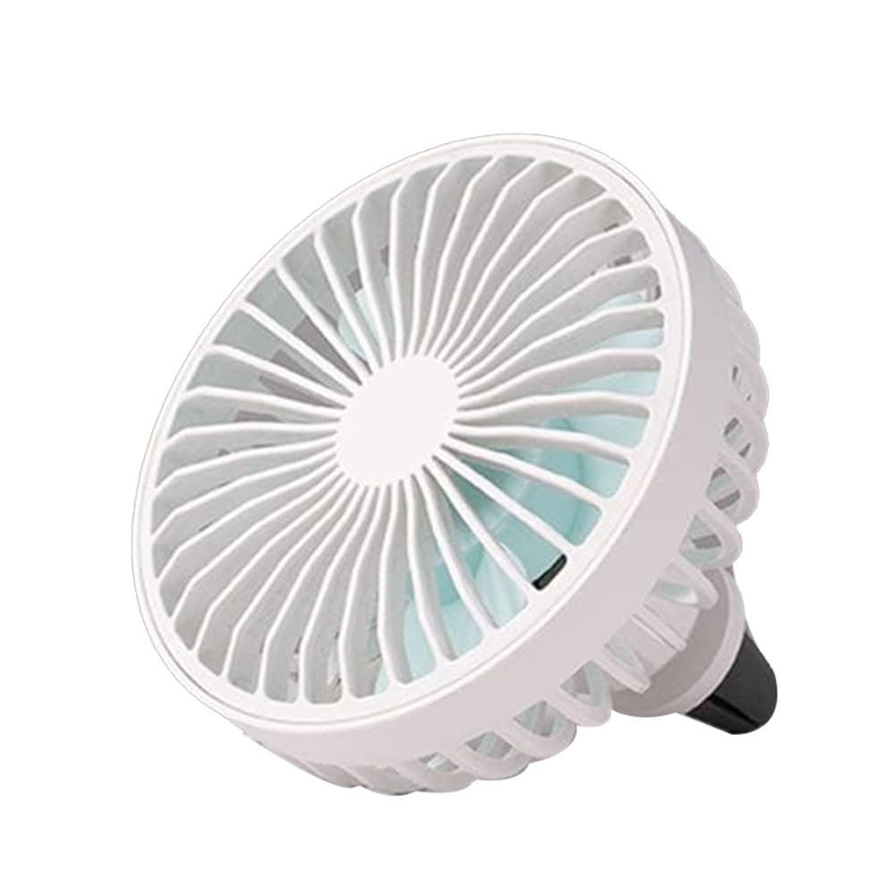 KIKAPA Autoventilator mit Umgebungslicht, 12 V-24 V, USB-Autoventilator, 3 Windgeschwindigkeiten, A/C-Entlüftungsclip-Ventilator, 360 Grad Drehbar, Tragbarer Ventilator, Weiß von KIKAPA