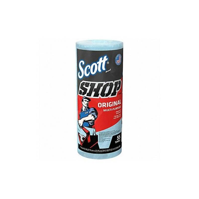 Scott Shop Towels Original 75130 – robuste blaue Handtücher – 1 blaue Rolle x 55 Einwegtücher (insgesamt 55 Papiertücher) von KIMBERLY-CLARK