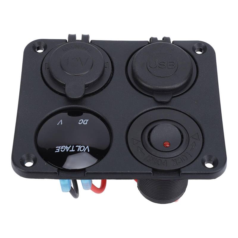 12-V-USB-Steckdosentafel, Dual-USB-Ladegerät mit Voltmeter und Zigarettenanzünder, Schnellladung für Marine-Wohnmobil-LKW-ATV, Schalttafel für Boot, Kit mit LED (Rotlicht) von KIMISS