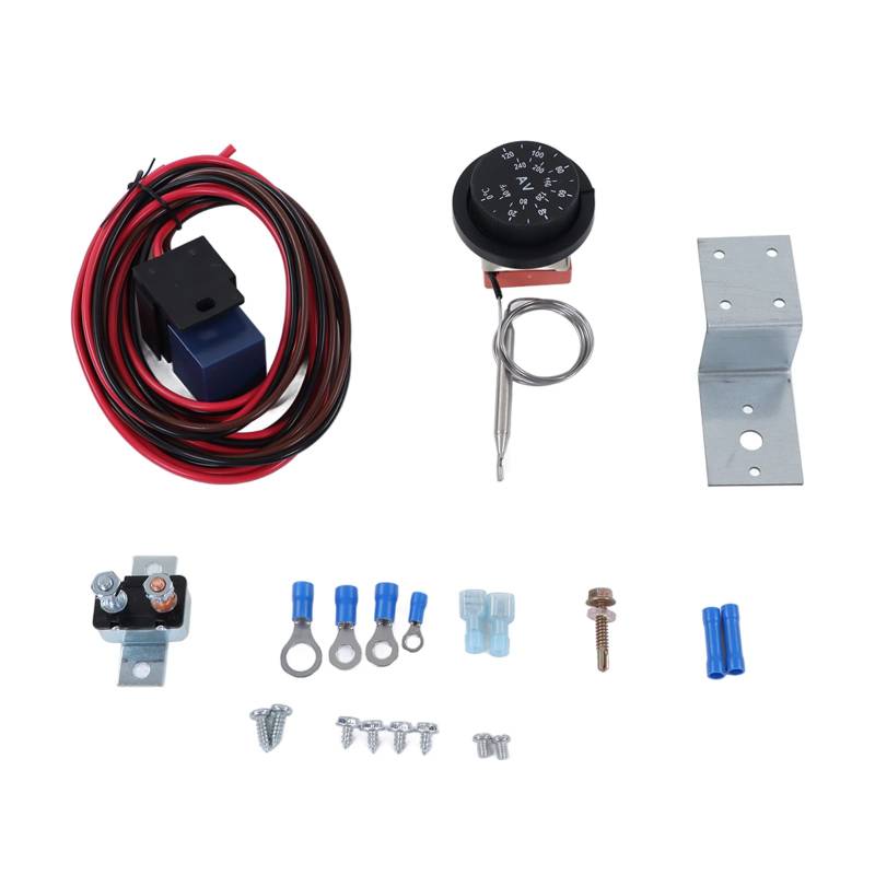 12V Elektrischer Kühlerlüfter Thermostat Controller Kit Lüfterverdrahtung Relaiskabel Kit für Auto 21 Stück Anpassung Elektrischer Kühlerlüfter Thermostat Steuerrelais Kabel Kit Robuste Thermoskanne von KIMISS