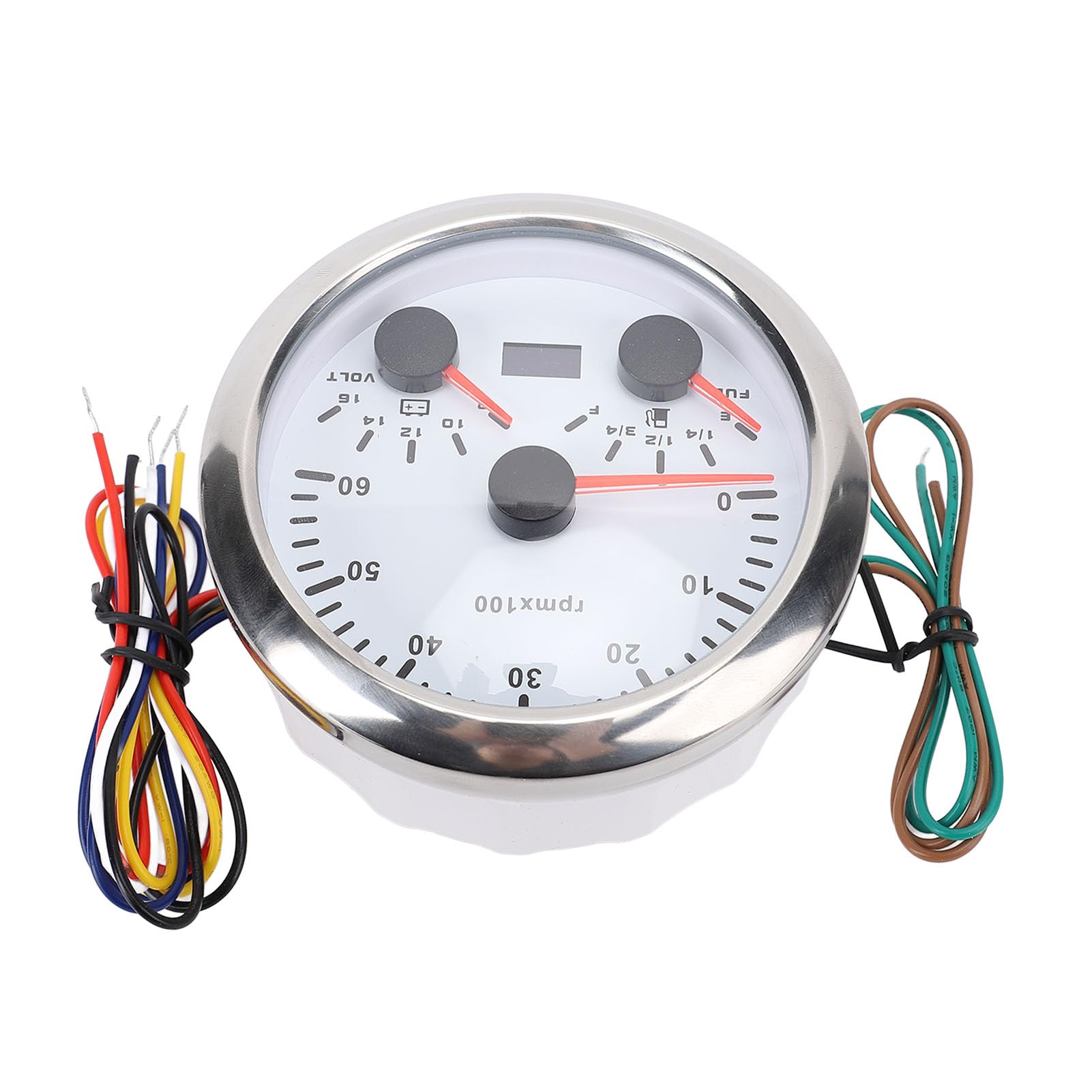 3 in 1 Drehzahlmesser Für Autokontrollwagen 85 Mm 6000 U/min Spannungsanzeige 8 Bis 16 V Kraftstoffpegel E 1/4 1/2 3/4 F 7 Farb Hintergrundbeleuchtung (Weißes Zifferblatt von KIMISS