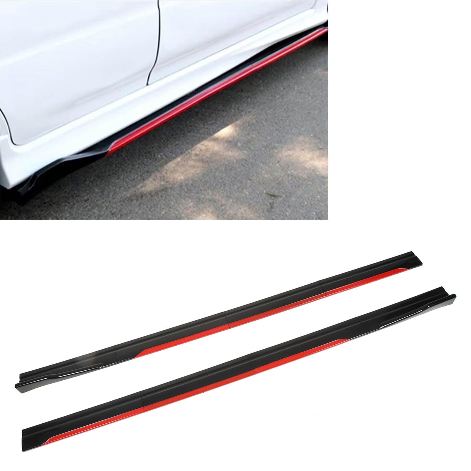 8PCS Auto-Seitenschweller, Styling Bright Black Red Trim Splitter Diffusor Winglet Universal für Civic Corolla, Reduzieren Sie Spritzer von KIMISS