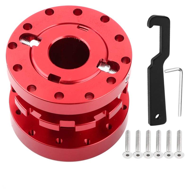 Abstandshalter für Lenkradadapter, Auto Lenkradnabe Spacer Racing Extension Dichtungsadapter-Kit Kann von 40 Mm Bis 70 Mm Eingestellt Werden (8,3 X 6,6 Cm / 3,3 X 2,6 Zoll)(rot) von KIMISS