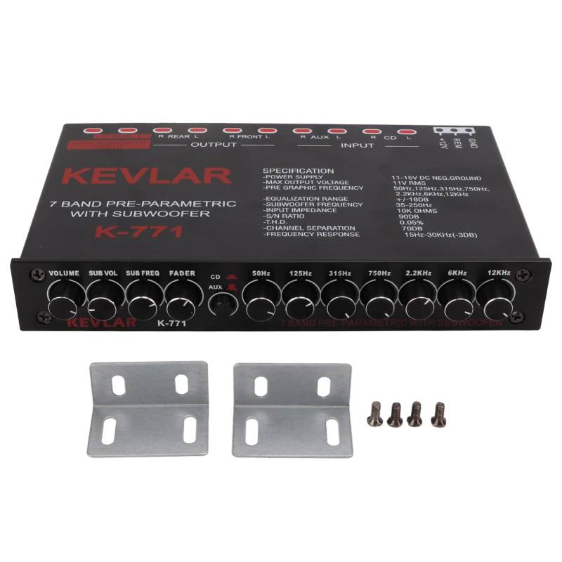 Auto-Equalizer mit 7-Band-Grafik-Equalizer 7-Band-Vorverstärker-Digital-Equalizer Auto-Audio-EQ Auto-Audio-Grafik-Equalizer Universeller Tiefpass 7-Band Variable Gain-Anpassung High-Level-Eingangs-EQ von KIMISS