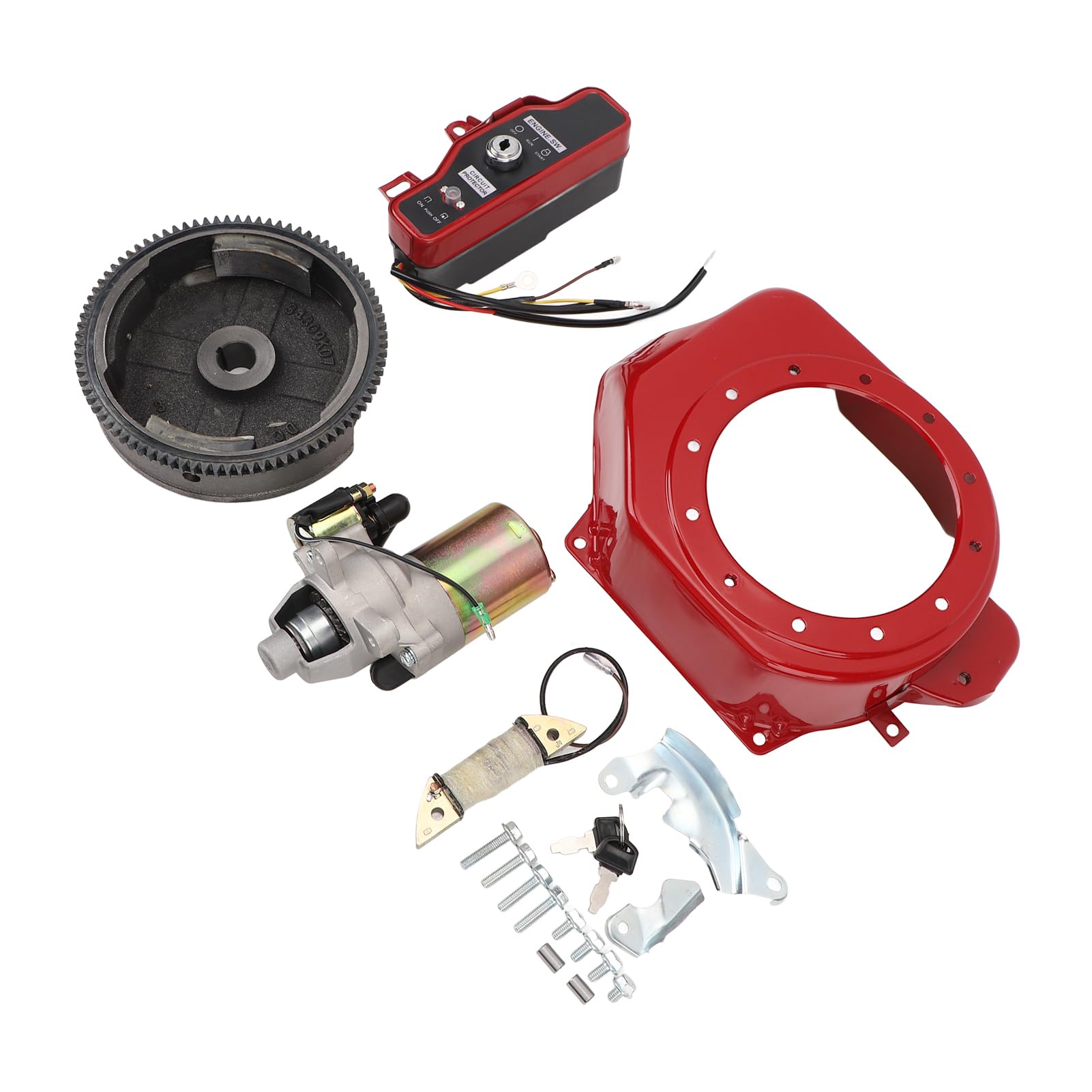 Elektrostarter-Kit für GX160 GX200-Motoren – Anlasser, Zündschalter, Schwungradabdeckung für 5,5 PS 6,5 PS 4-Takt-Motoren von KIMISS