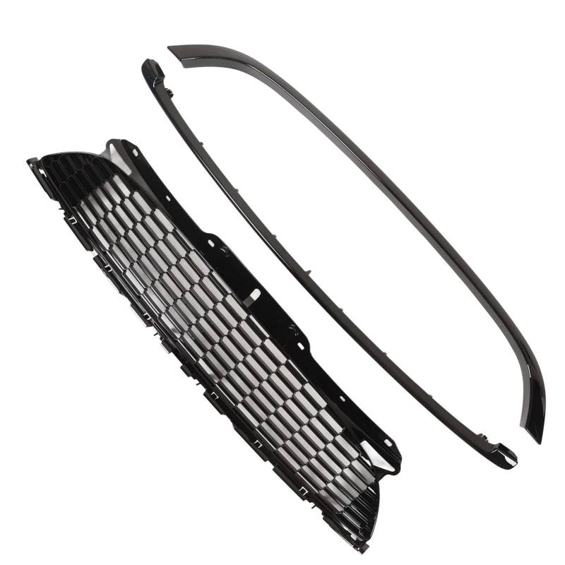 KIMISS Glänzend Schwarz Jcw Look Kühlergrill Mesh-Frontgrill-Set für Cooper R55 R56 R57 R58 R59 Fronthaubenform-Grilleinfassungs-Abdeckungs-Zierkits von KIMISS