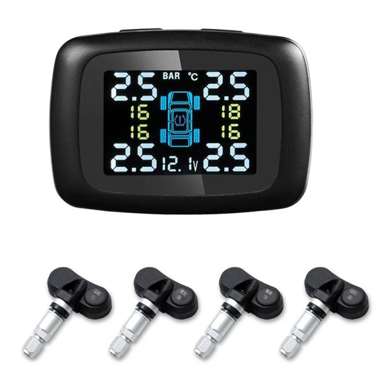 KIMISS 12V Auto Intelligent TPMS Zigarettenanzünder Reifendruckkontrollsystem LCD Displays mit 4 internen Sensoren von KIMISS