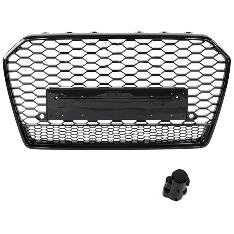 KIMISS ABS Front Sport Hex Mesh, RS6 Style Black Honeycomb Haubengrill für A6 / S6 C7 2015-2018, direkter Sitz… von KIMISS