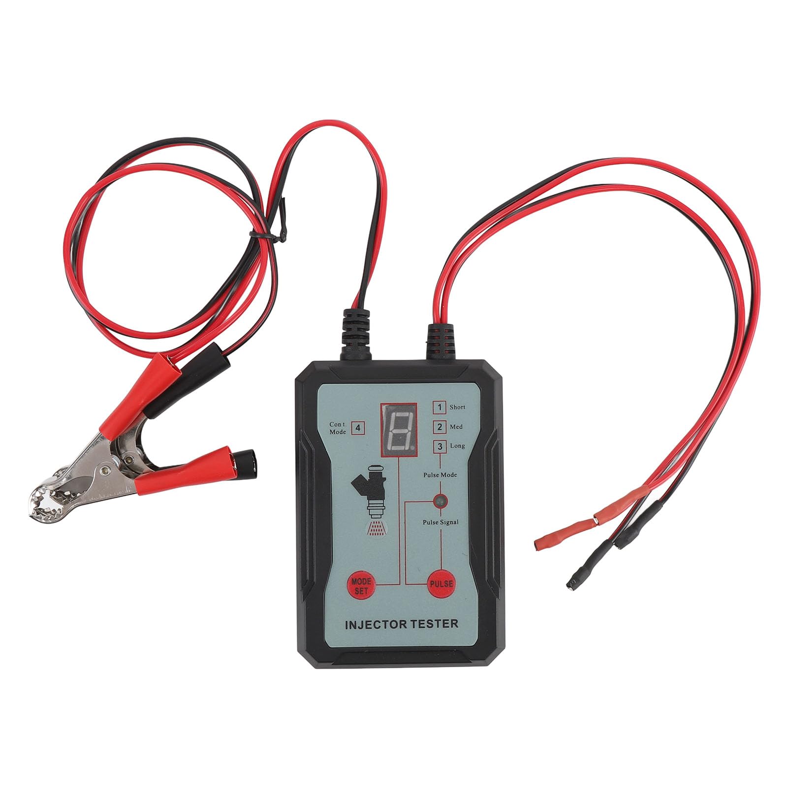 KIMISS Auto-Einspritzdüsen-Tester, 12 V, 4 Impulsmodi, LED-Anzeige, Motorrad-Düsentest-Set, Universelles Reinigungswerkzeug-Set für Kraftstoff-Einspritzdüsen für Kraftfahrzeuge, E (Gray) von KIMISS