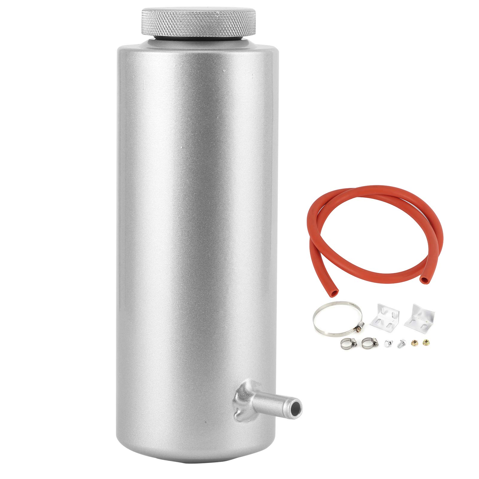 KIMISS Auto Kühler Kühlmitteltank, 3x7.5in Kühleröl Auffangbehälter Überlauftank Flasche Aluminiumlegierung Universal 800ml/27oz (Silber) von KIMISS