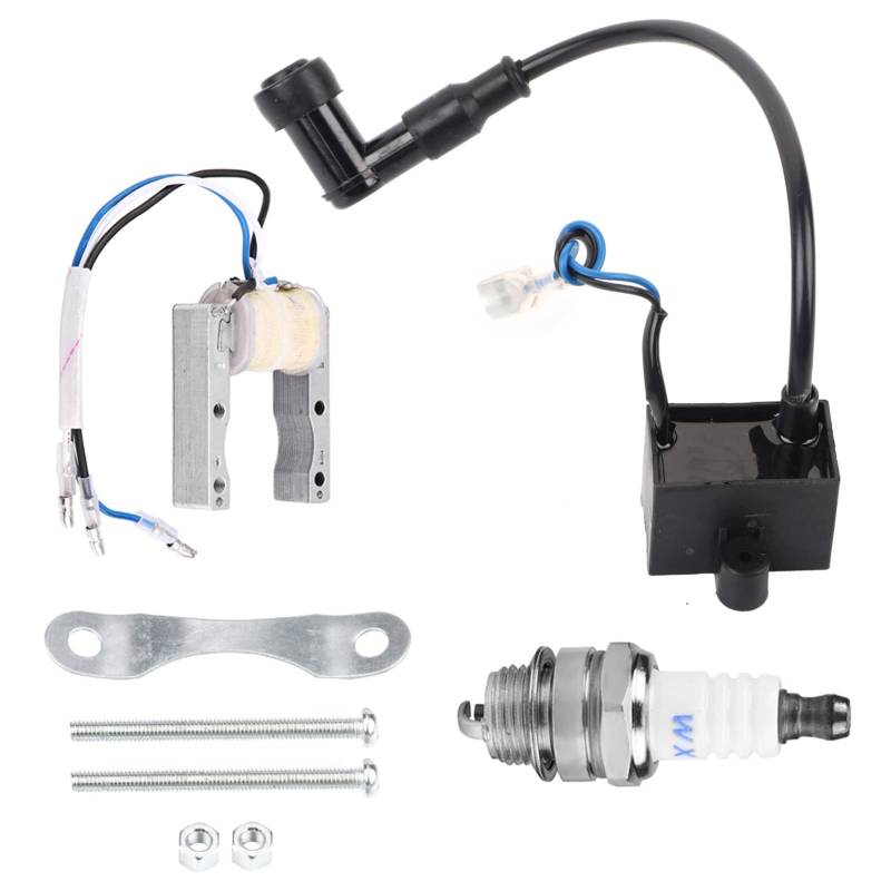 KIMISS Fahrradmotor-Zündung + Fahrradmotor-Zündspule, CDI-Zündspulenmagnet mit Zündkerze für motorisierte Zündkerze für Fahrräder mit 49 cc, 66 cc, 80 cc Automotor von KIMISS