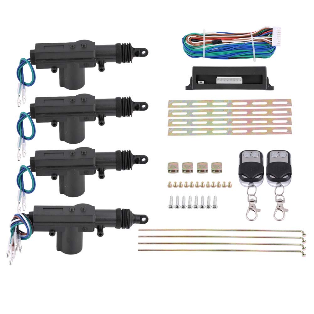 KIMISS Keyless-Entry-System, 12 V, 4-türiges Auto, Elektrische Türverriegelung/-entriegelung, Fernbedienungs-Kit, 2 Keyless-Entry-Auto-Zentralverriegelungssystem von KIMISS