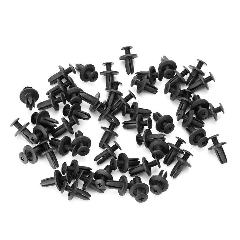 KIMISS Kunststoff Niet, 50 stücke Autotürverkleidung Trim Clips Kotflügel Stoßstange Verschluss Push Niet Retainer 6mm (Schwarz) von KIMISS