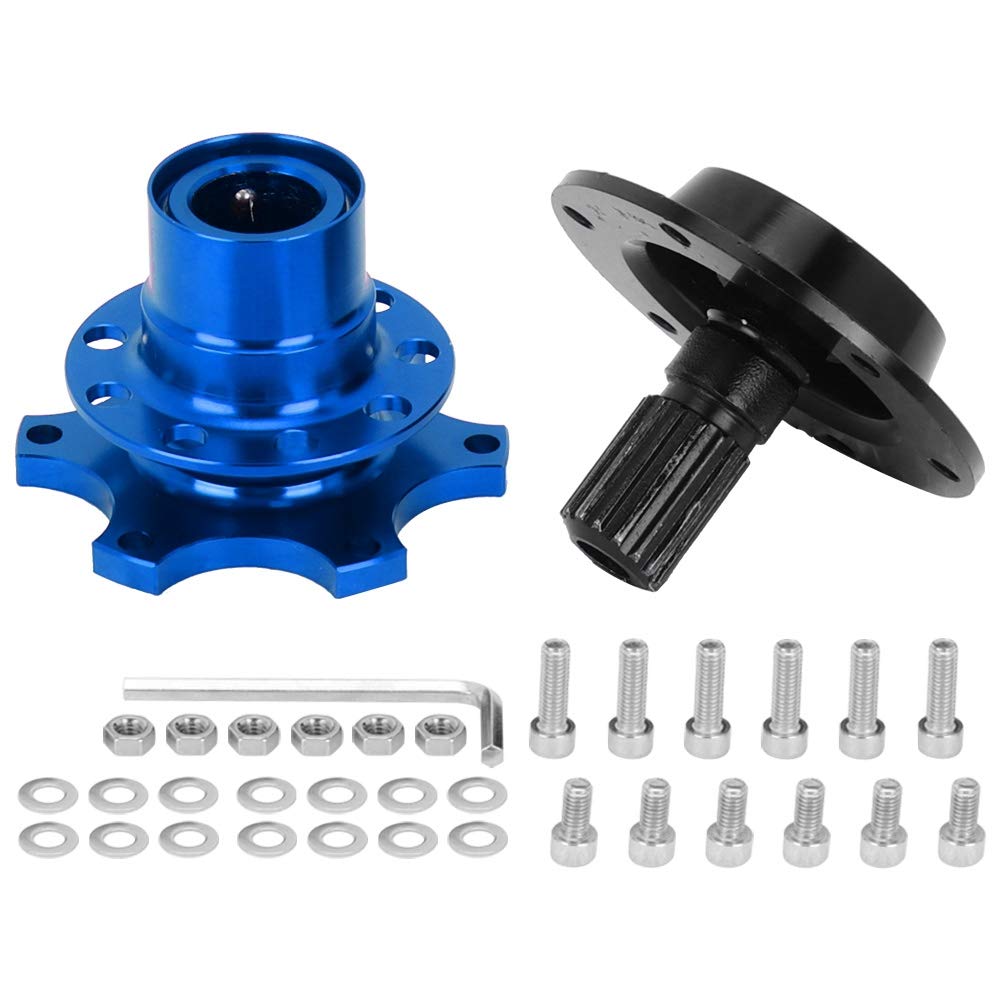 KIMISS Lenkradnabe, Universal-6-Loch-Lenkrad-Schnellspanner-Adapter-Kit für Autoreparaturwerkzeug(Blau) von KIMISS