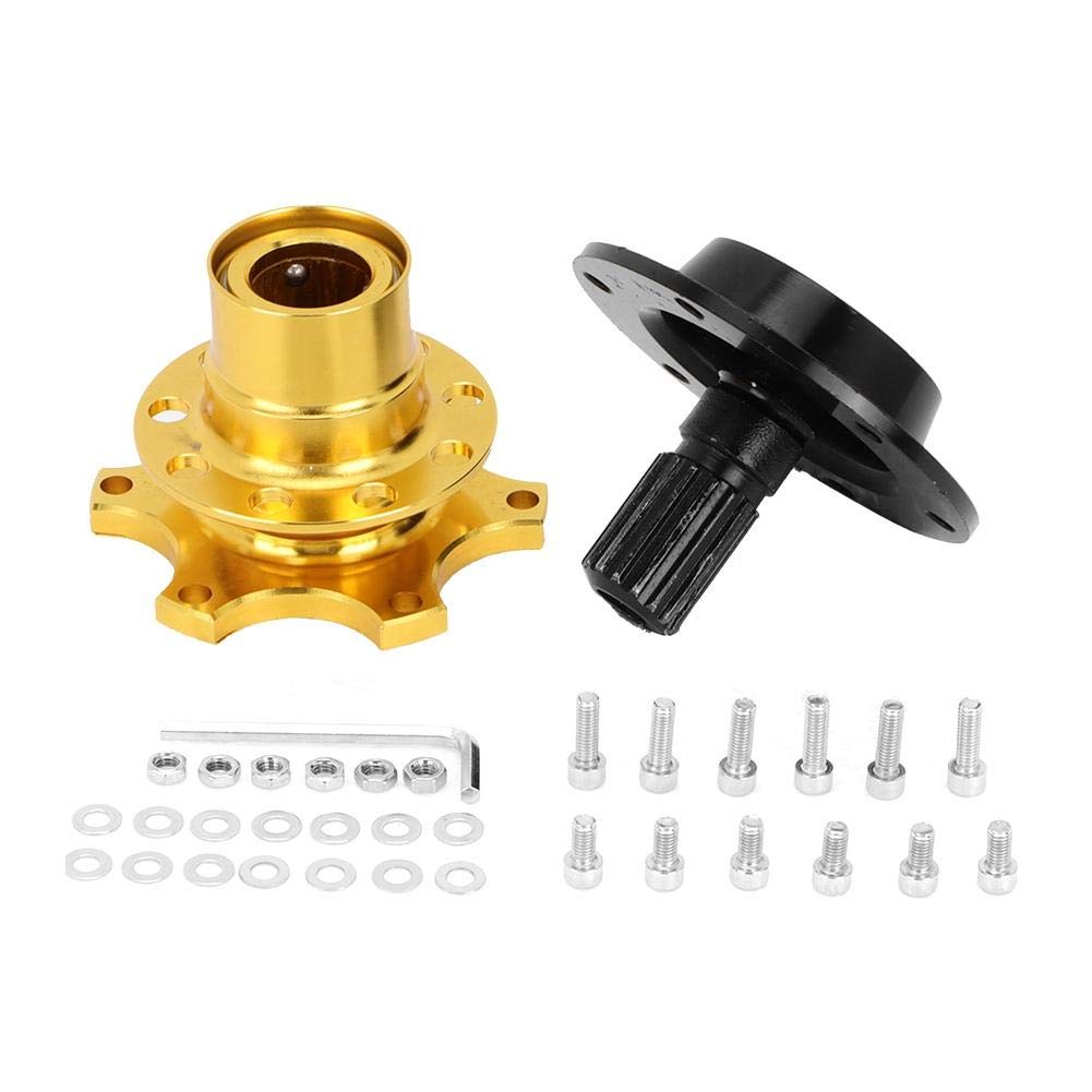 KIMISS Lenkradnabe, Universal-6-Loch-Lenkrad-Schnellspanner-Adapter-Kit für Autoreparaturwerkzeug(Gold) von KIMISS