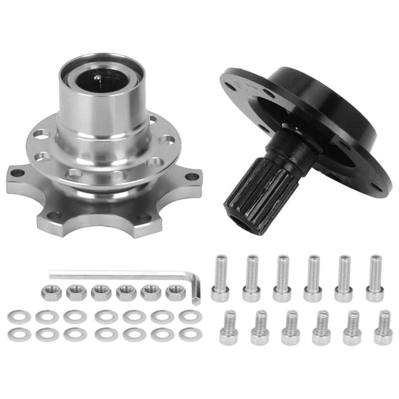 KIMISS Lenkradnabe, Universal-6-Loch-Lenkrad-Schnellspanner-Adapter-Kit für Autoreparaturwerkzeug(Silber) von KIMISS