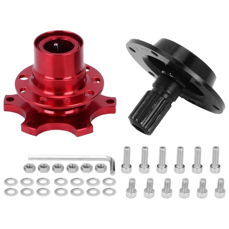 KIMISS Lenkradnabe, Universal-6-Loch-Lenkrad-Schnellspanner-Adapter-Kit für Autoreparaturwerkzeug(rot) von KIMISS