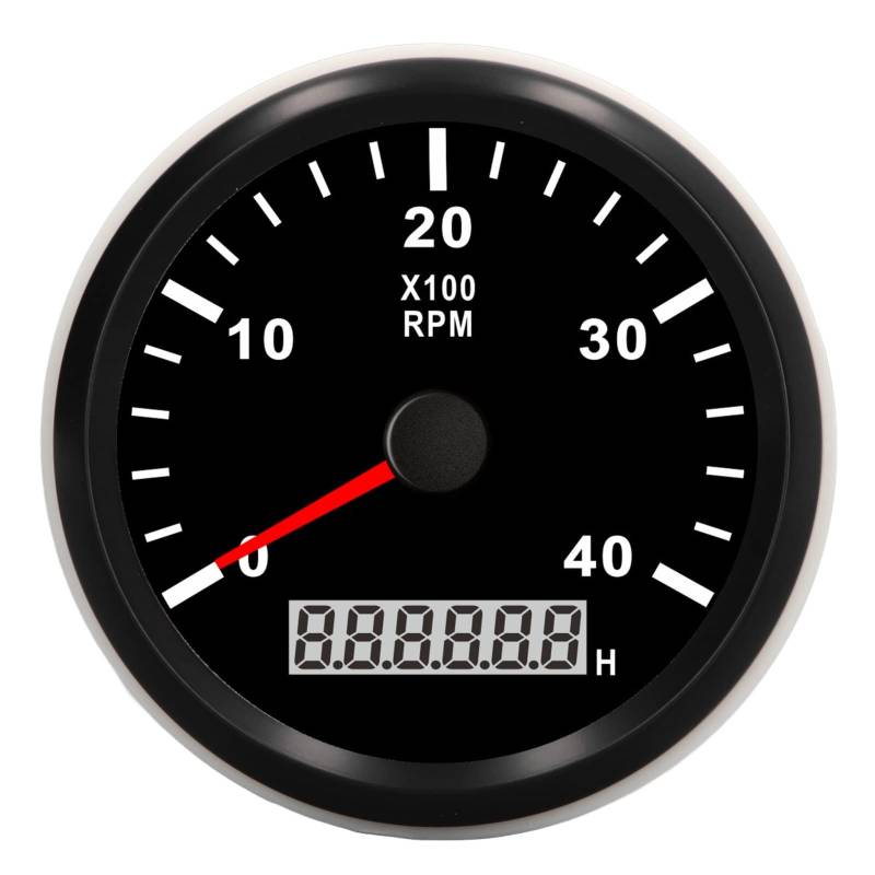 KIMISS Marine Tachometer Drehzahlmesser, 85 Mm 0‑4000 U/min Motordrehzahlmesser mit 0,0‑99999,9 H Betriebsstundenzähler IP67 Wasserdicht, Beschlagfrei, Rote Hintergrundbeleuchtung für Auto, LKW, Schif von KIMISS